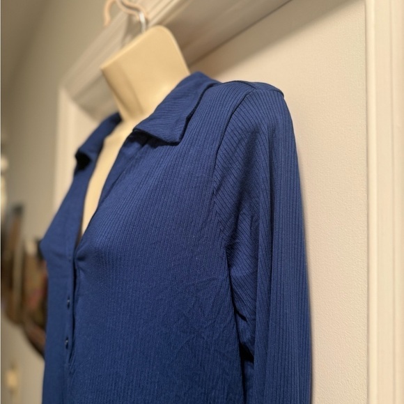 Violet & Roses Blue Ribbed Bodysuit Plus Size 1X - Picture 7 of 14